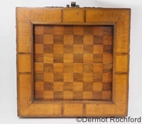 Early Antique Continental Games Box Chessboard